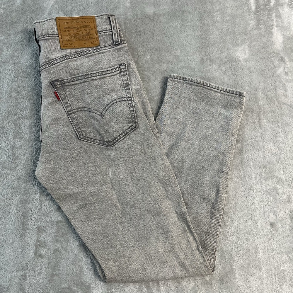 Levis Premium 511 Slim Fit Jeans Mens 30x30 Gray Stretch Tencel Denim Western